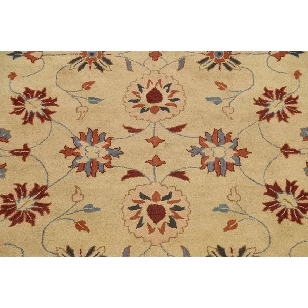 Floral Oriental Traditional Area Rug Hand-Tufted Wool Carpet 9x12, Size: 9& x 12&, Gold