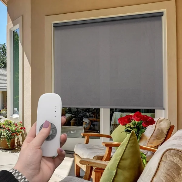 Keystone Fabrics O80.108.85 10 x 8 ft. Regal Rechargeable Motorized Outdoor Sun Shade with Protective Valance - Elder White