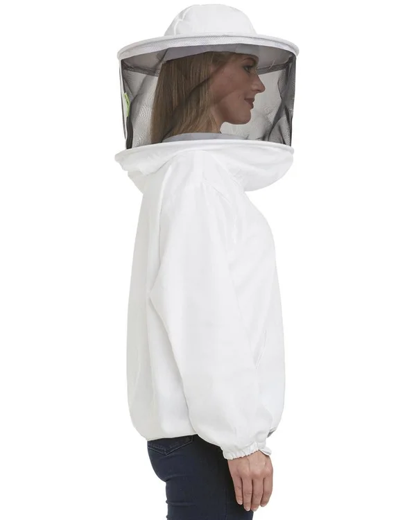 Natural Apiary USA Beekeeping Smock - Polycotton Jacket - Non-Flammable Round or Fencing Veil PinkForest, Round, XL