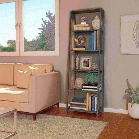 Hastings Home 471355Mzh Ladder-Style 5-Tiered Bookcase - Gray
