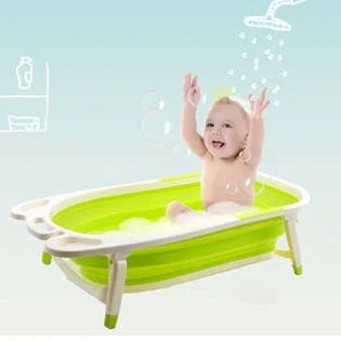 Goplus Baby Folding Bathtub Infant Collapsible Portable Shower Basin w/ Block - Green