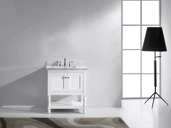 Virtu USA Julianna 32x22 Single Bathroom Vanity in White with Marble Top and Square Sink