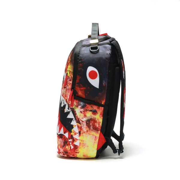 Sprayground Fire Money Shark Backpack - 18" x 6" x 11.5"