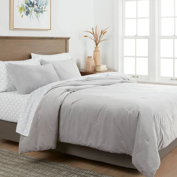 5pc Twin/Twin XL Vinton Velvet Comforter Set with Sheets Gray - Threshold