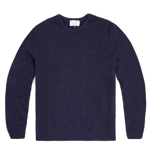 Mens 100% British Lambswool Crew Neck Jumper - Oxford Blue, L