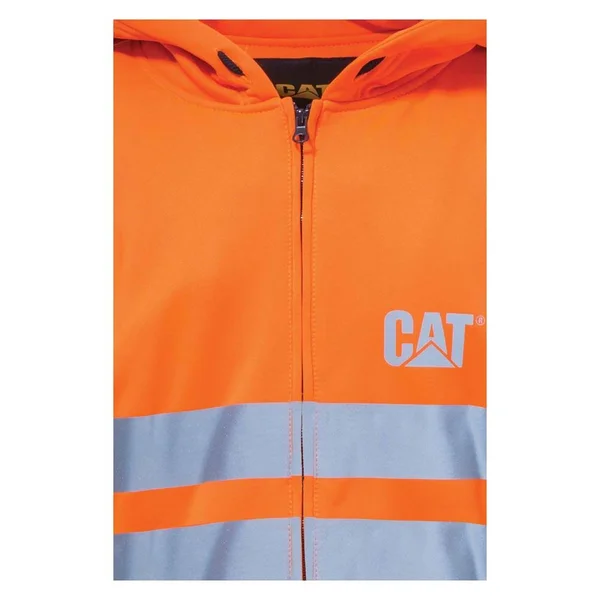Cat Hi-Vis Full Zip Lined Sweatshirt, Men's Hi-Vis Orange