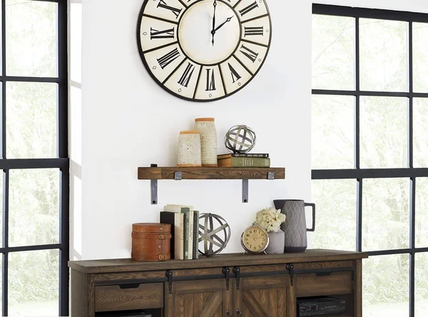 Martin Furniture Rustic Solid Wood 30x22 Wall Shelf in Brown - WS30B