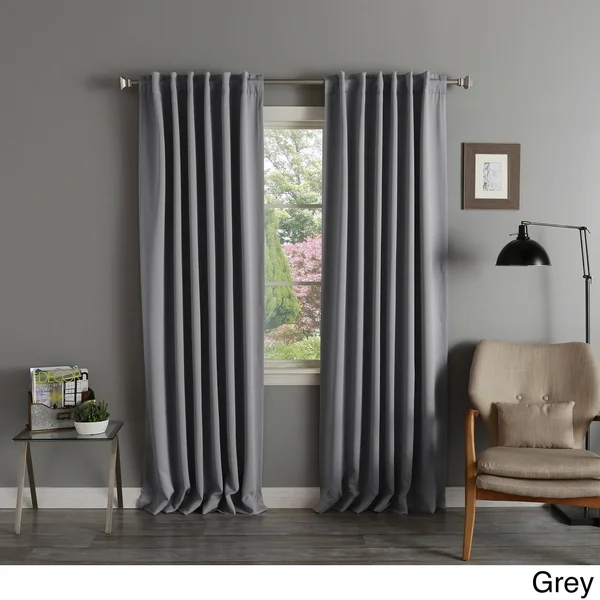 Aurora Home Solid Insulated Thermal Blackout Long Length Curtain Panel Pair - 52x22W x 126x22L - Beige