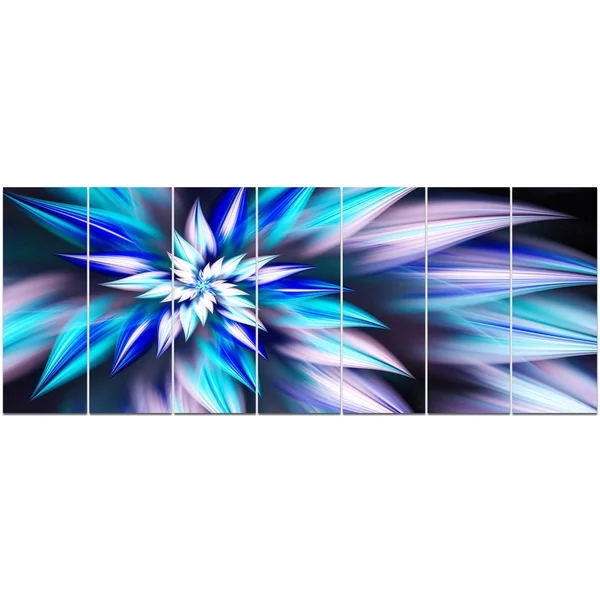 Design Art &Dancing Light Blue Flower Petals& Graphic Art Print Multi-Piece Image on Canvas - Size: 83 in. Wide x 32 in. High - 7
