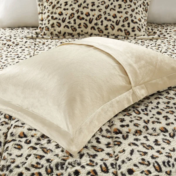 Madison Park Zuri Faux Fur Comforter Set - Cheetah - King