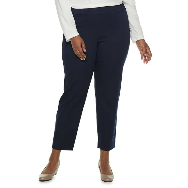 Plus Size Croft & Barrow Effortless Stretch Pull-On Pants - Women's, Size: 16 - Regular, Dark Blue
