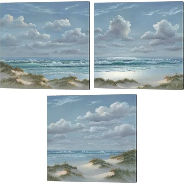 Great Art Now Shoreline by Georgia Janisse 3 Piece Canvas Art Set Each 14W x 14H - Size: 14 x 14, Blue