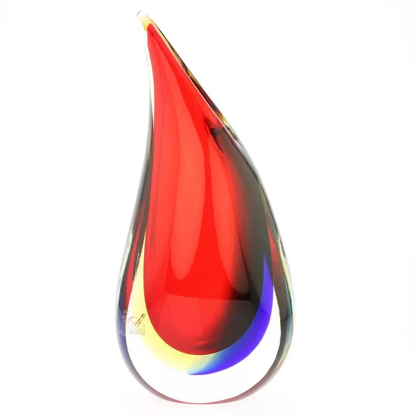 Murano Glass Sommerso Wave Vase - Red Blue Amber
