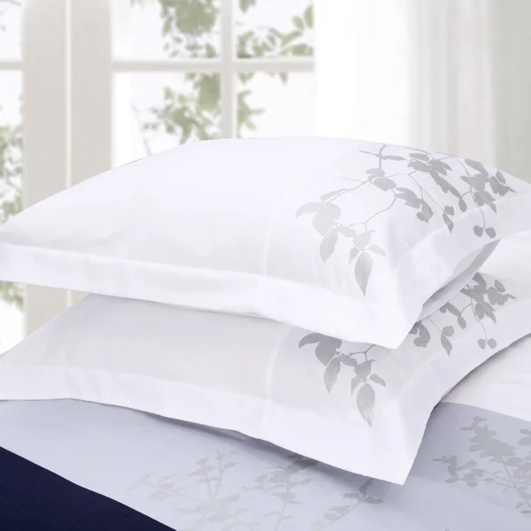 Superior Sydney 3-Piece Cotton Duvet Cover Set - White/Grey - King/King - Cal King/California King