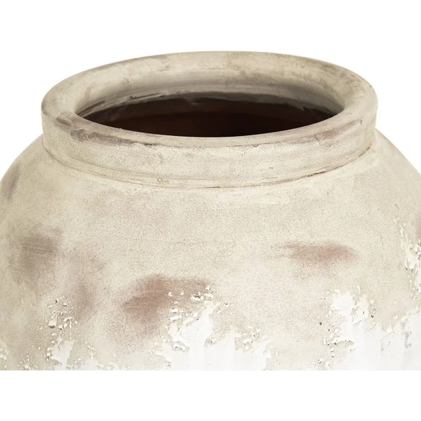 Siena French Country White Rustic Distressed White Ceramic Floor Vase - 31x22 - Kathy Kuo Home