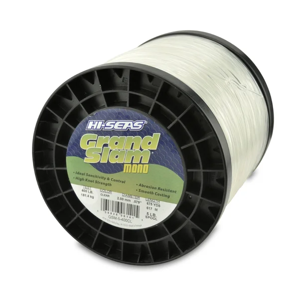 Hi-Seas Grand Slam Monofilament, 400 Pound Test, Clear, 5-Pound Spool