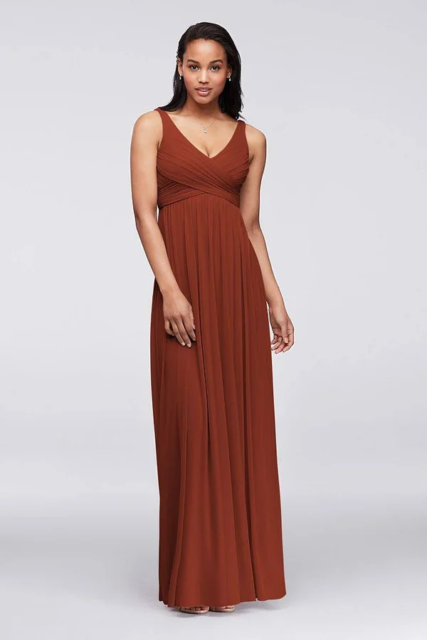 Long Mesh Bridesmaid Dress with Cowl Back Detail - Sand, 4