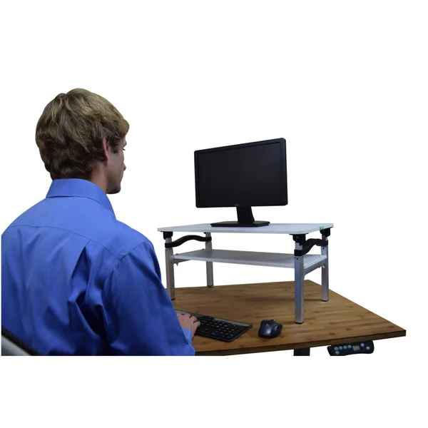 Uncaged Ergonomics Lift - Adjustable Height Computer Monitor Stand for Sitting & Standing - White