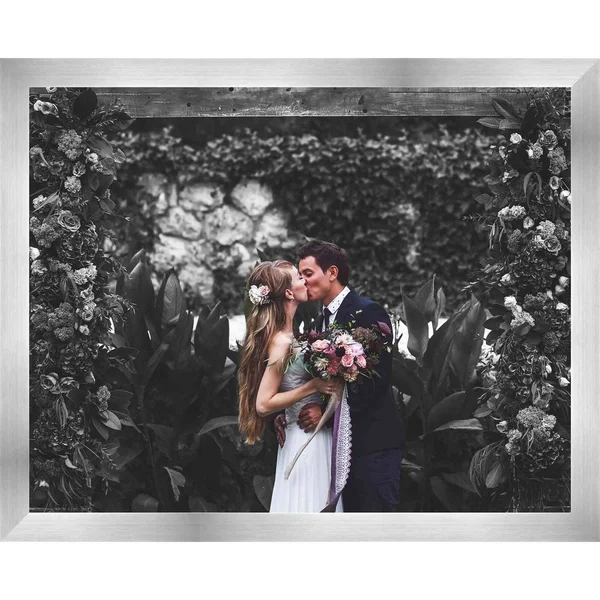 CustomPictureFrames 32x32 - 32 x 32 Stainless Steel Silver Solid Wood Frame with UV Framer&s Acrylic & Foam Board Backing