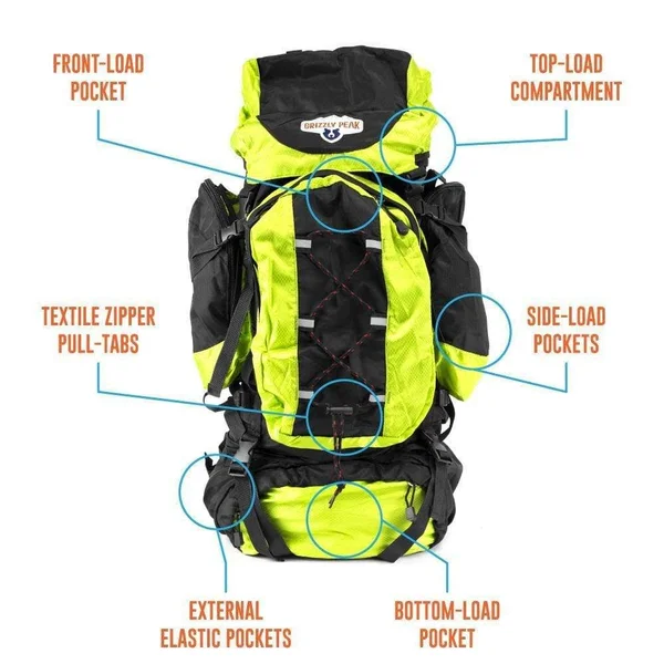 70L Internal Frame Backpack, Lime