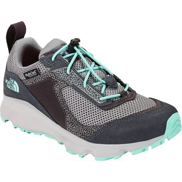 The North Face Juniors& Hedgehog Hiker II Waterproof Shoe - 1 - Blackened Pearl, Aqua Splash