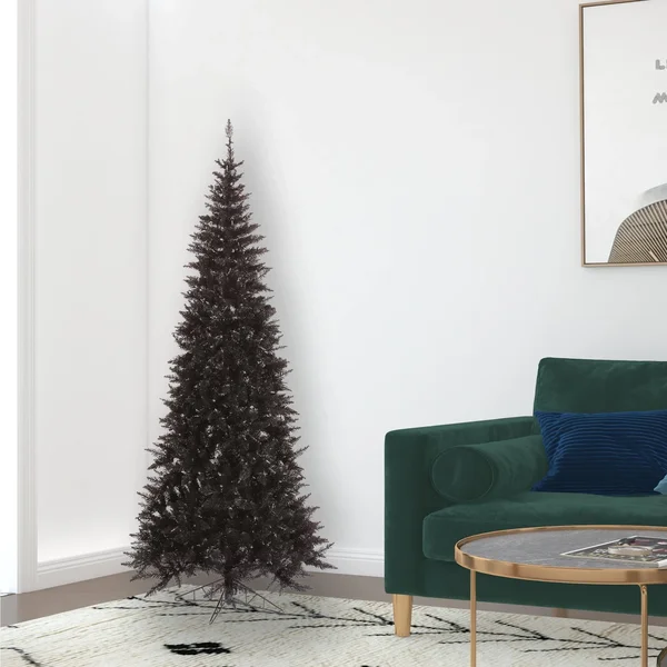 Vickerman 6.5& Black Fir Slim Artificial Christmas Tree - Unlit