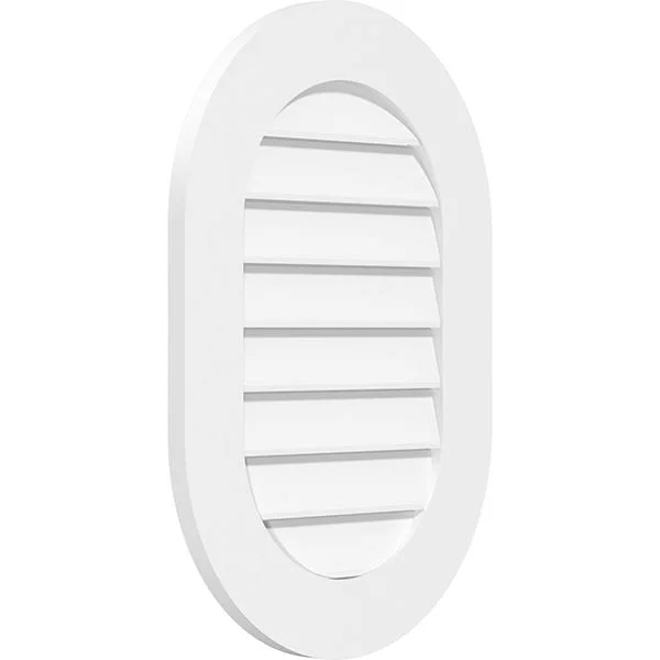 Ekena Millwork GVPVR24X4201SF 24x22W x 42x22H Vertical Round Ended Surface Mount PVC Gable Vent: Functional, w/ 3-1/2x22W x 1x22