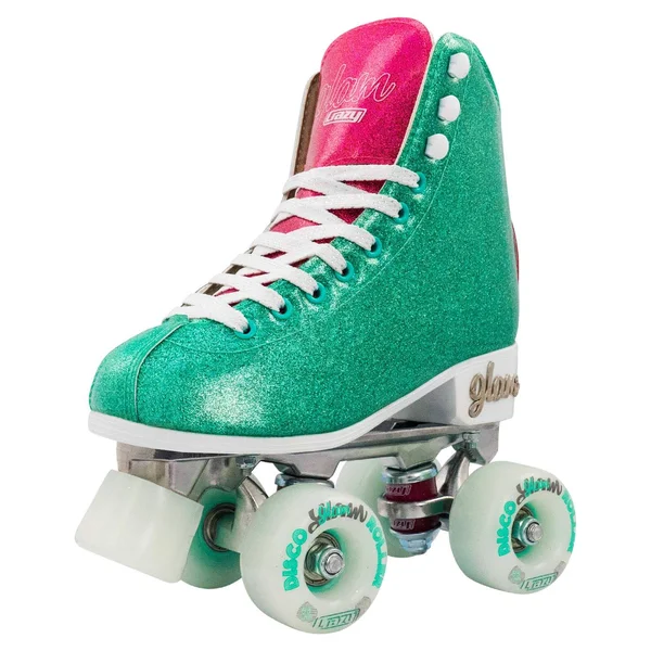 Disco Glam Roller Skates, Glamorous Glitter Quad Skates Teal Glitter, US Mens 3.5, US Ladies 4, EU 35