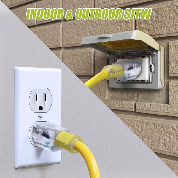 GearIT Extension Cord 10/3 100 Feet Ultra Heavy Duty SJTW with Lighted End for Outdoor/Indoor All Purpose Weather Resistant 10 G
