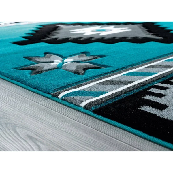 United Weavers Bristol Caliente Turquoise Area Rug - 7&10x22 Round