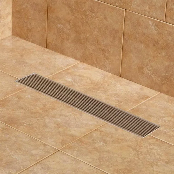Signature Hardware 927531-18-F Carmen 18x22 Linear Shower Drain with Flange Polished Stainless Steel Shower Accessories Shower D