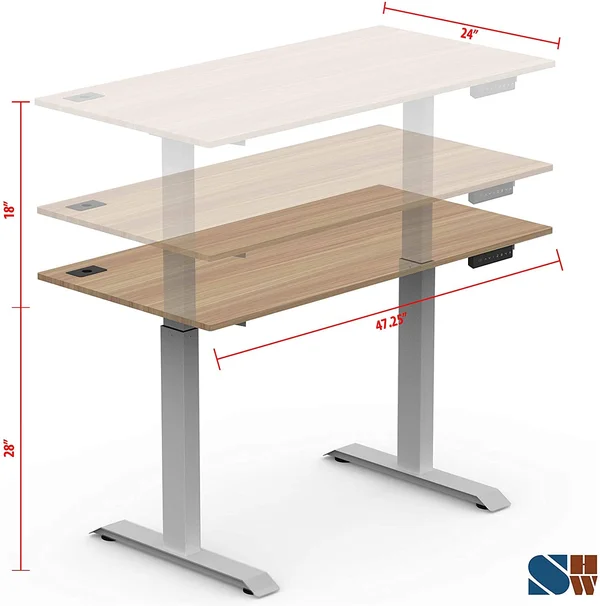 SHW Electric Height Adjustable Computer Desk - 48 x 24 Inches, Light Cherry