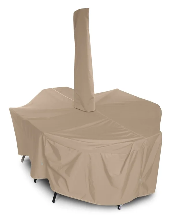 KoverRoos Weathermax Oval, Rectangle Dining Set Cover with Umbrella Hole Toast