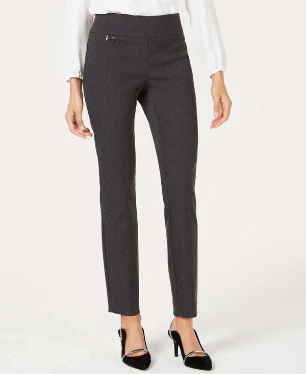 Alfani Petite Tummy-Control Pull-On Skinny Pants, Petite & Petite Short, Created for Macy&s - Dark Grey Heather