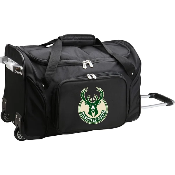 Denco Milwaukee Bucks 22-inch Wheeled Duffel Bag, Black