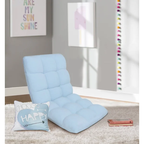 Chic Home Loungie Armless Quilted Recliner Chair, Light Blue