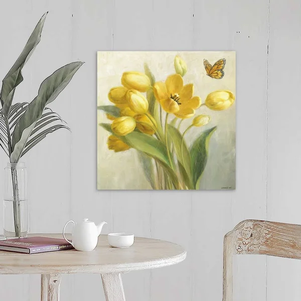 Yellow French Tulips - Canvas Wall Art, 20x20, Great Big Canvas