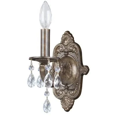 Abagail 1 - Light Candle Wall Light Gemma Violet Crystal: Majestic Wood Polish - Finish: Venetian Bronze