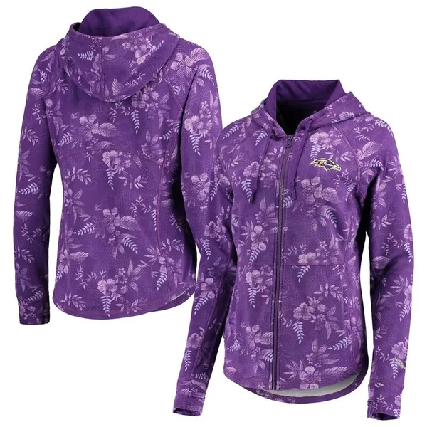 Tommy Bahama Women's NFL Basta Blossoms Full Zip Sweatshirt - Baltimore Ravens - Size Xs