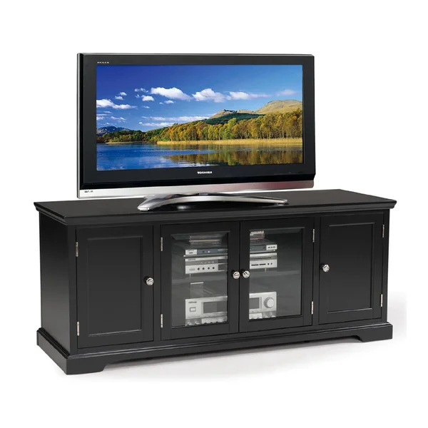 Leick Furniture Hardwood TV Console - Black, 20" x 60" x 25"
