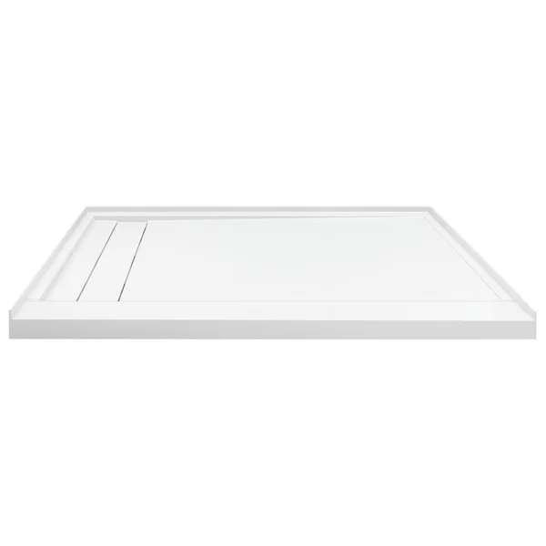 Transolid FLU6032L-31 Linear 60-in W x 32-in L Rectangular Shower Base with Left Hand Drain in White in White