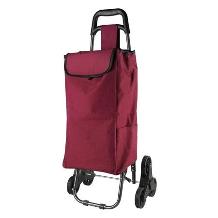 Folding Shopping Trolley Stair Climbing Cart with Bag for Grocery Laundry Utility Cart - Size: others, Red, 16.9 x 9.6 x 35.8 inches
