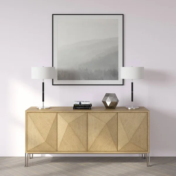 Simone Polished Nickel and Black Table Lamp, Silver