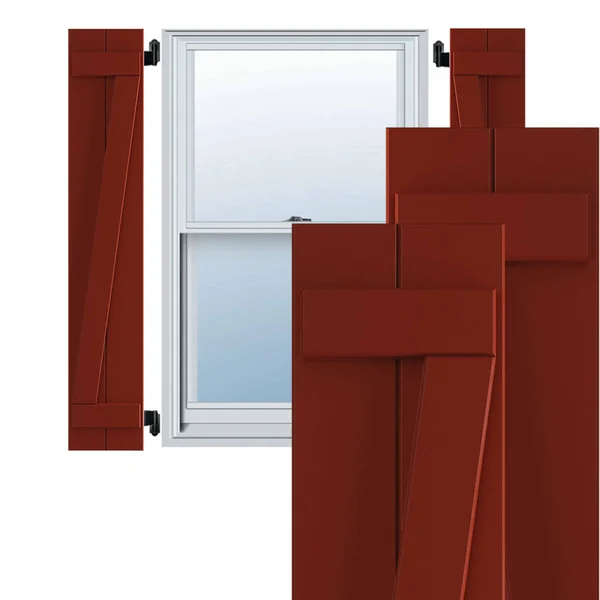 Ekena Millwork 10-3/4x22 x 60x22 True Fit PVC Two Board Joined Board and Batten Shutters w/Z-Bar - Pepper Red (Per Pair)