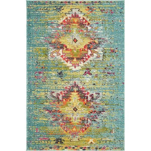 Unique Loom Chagall Vita Area Rug - 4& x 6& Turquoise