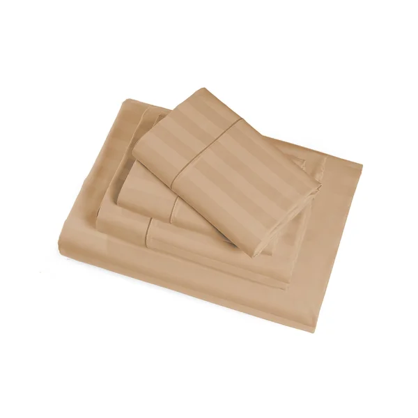 Luxury 500 Thread Count 100% Pima Cotton Damask Stripe 4 Piece Sheet Set - King - Oatmeal