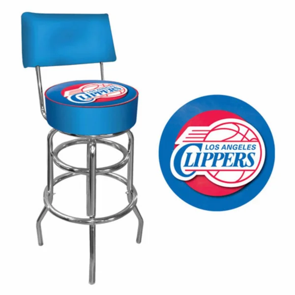 Trademark Los Angeles Clippers NBA Padded Swivel Bar Stool with Back