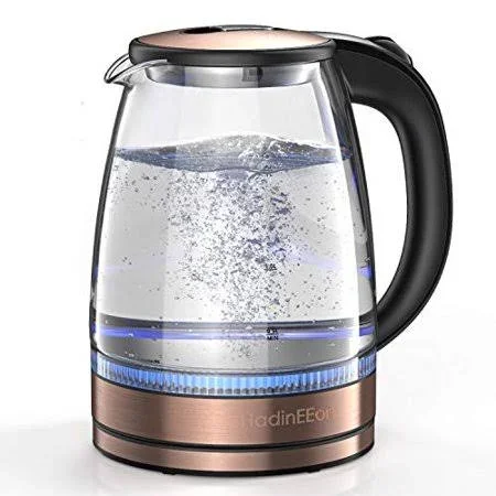 HadinEEon Electric Kettle 1.7L Glass Electric Tea Kettle (BPA Free) Cordless Teapot - Portable Electric Hot Water Kettle with Aut