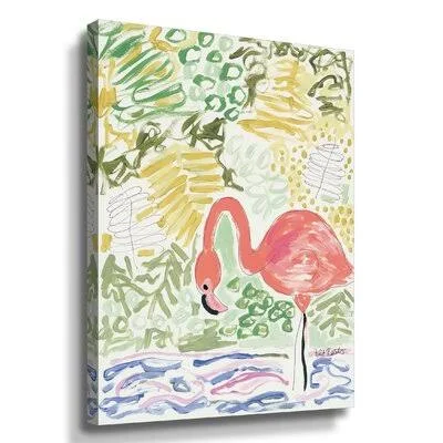 &Fancy The Flamingo& Graphic Art on Canvas Bay Isle Home Format: Wrapped Canvas, Size: 18x22 H x 24x22 W x 2x22 D