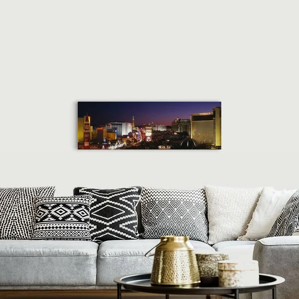 Buildings Lit Up at Night - Las Vegas, Nevada, Canvas Wall Art, 48x16, Great Big Canvas